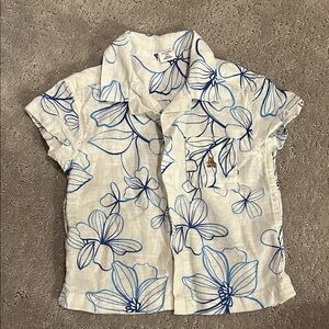 GAP Kids Blue and White Floral Button Down Shirt
